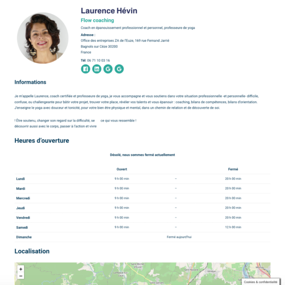Améliorations d'un site Wordpress d'un client : Fiche d'un adhérent de l'association - Les Soliste's Entrepreneurs