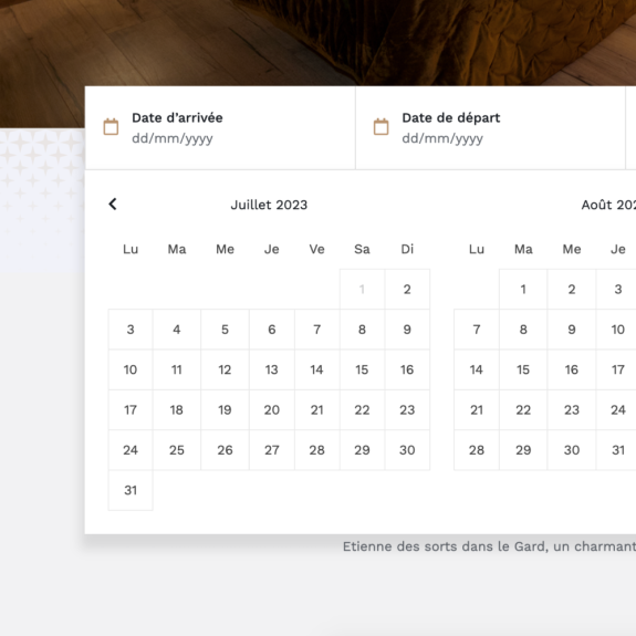 Création site internet de réservation avec Wordpress : Sélection de la date de réservation - G&D Le Splendid